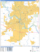 Cedar Rapids  Wall Map Basic Style